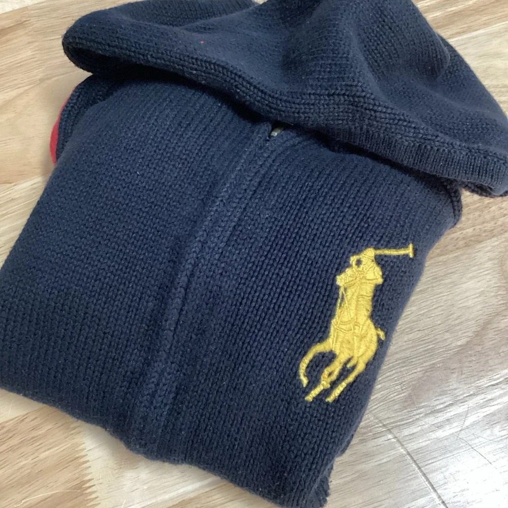 Boys Polo Ralph Lauren Full‎ Zip Big Pony Hoodie Sweater - Black- Size 6